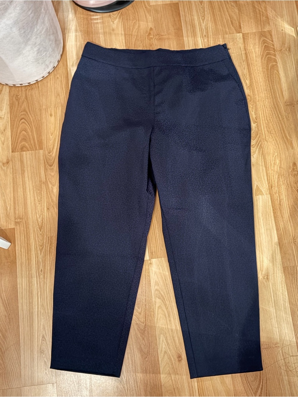 Dennis Basso Navy Leopard Print Pant Size 18